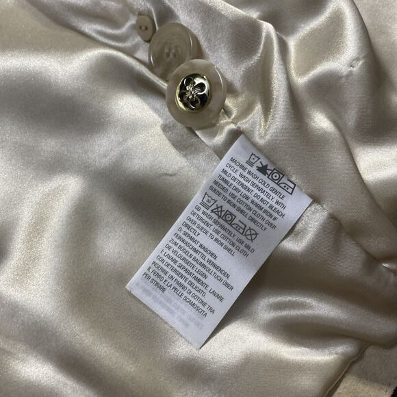 NWT Dennis Basso Beige Washable Suede Curved Hem Button Front Jacket NWT XS - Picture 6 of 8